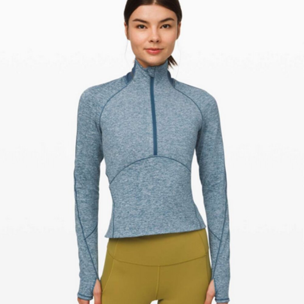 lululemon athletica Heathered Blue Half-Zip Jacket